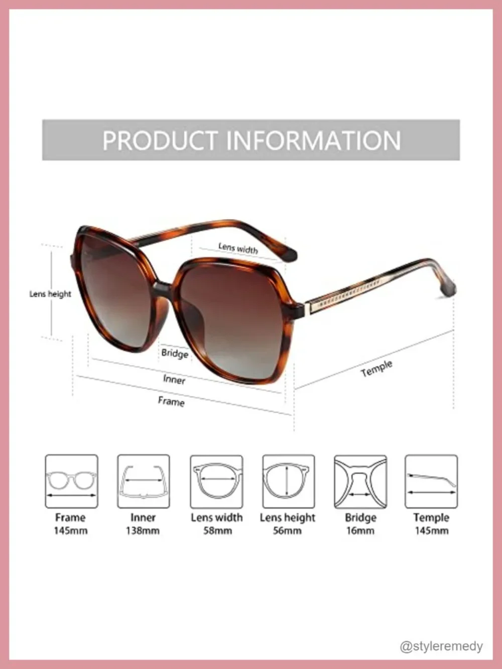 Vintage Oversized Square Polarized Sunglasses for Women UV400 Protection